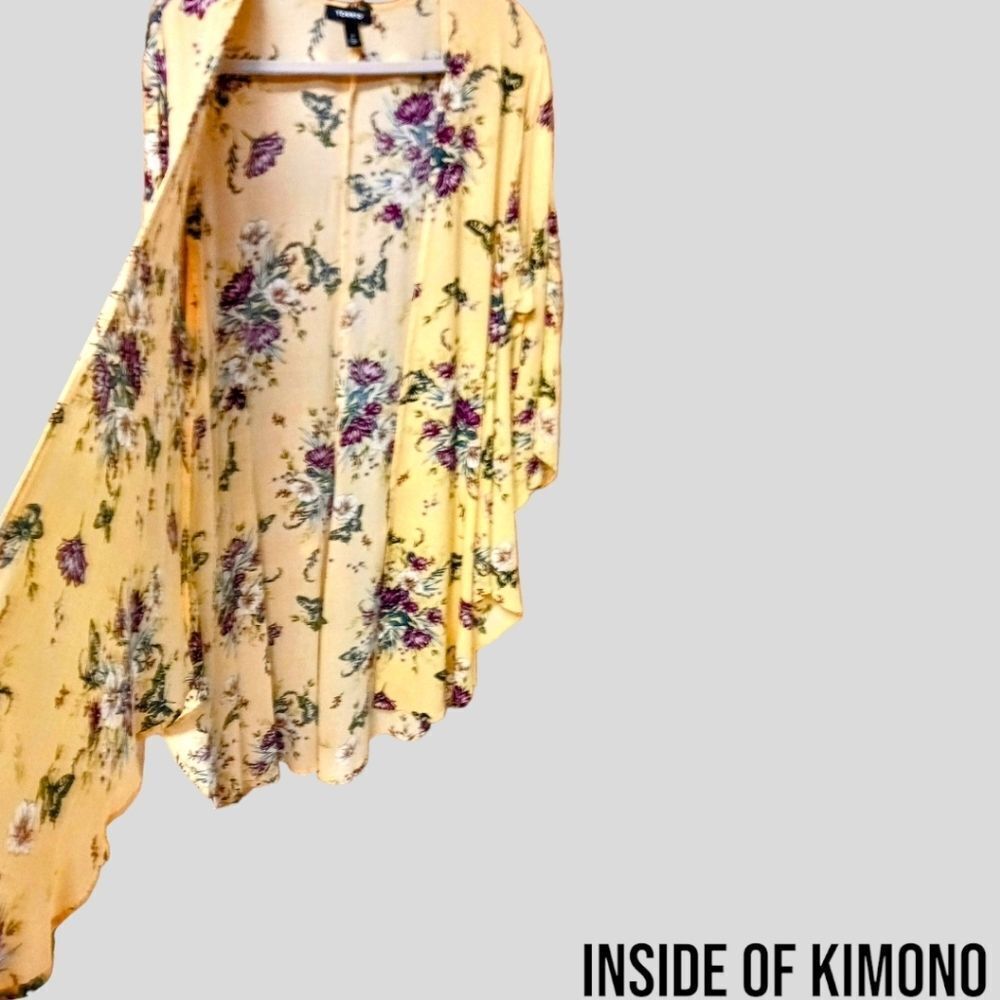 TORRID 2X Yellow &βPink Floral Georgette Shirttail Kimono Duster - Picture 7 of 15
